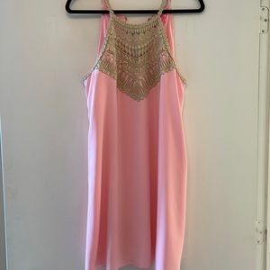Lilly Pulitzer pink and gold dress